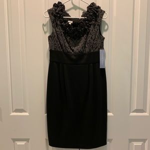 NEW NWT London Times. Black & Gray Dress. Sleeveless. 8